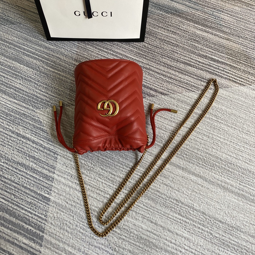 Gucci GG Marmont Mini Bucket Bag Shoulder Bag 575163 Red